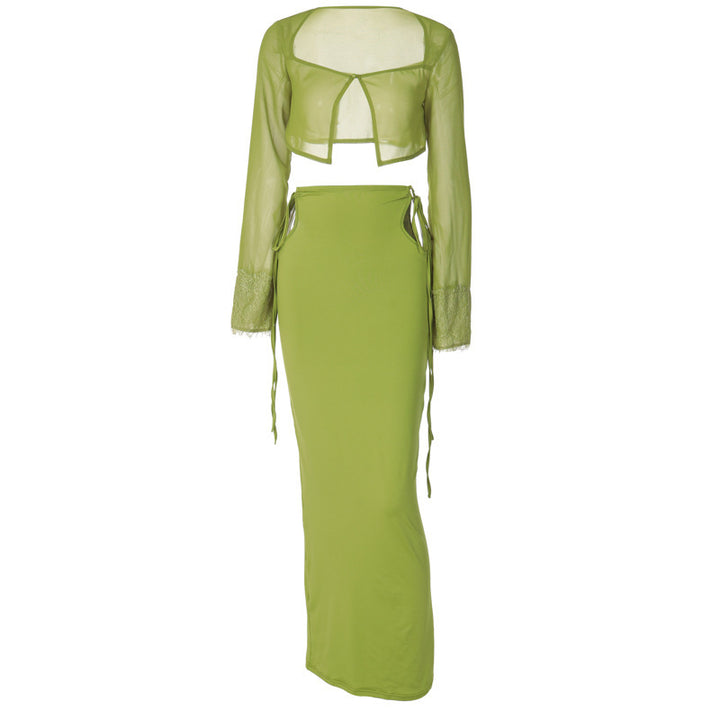 Damern Transparent Set med Crop-Top och Maxikjol Mirla-Eva Jonsson