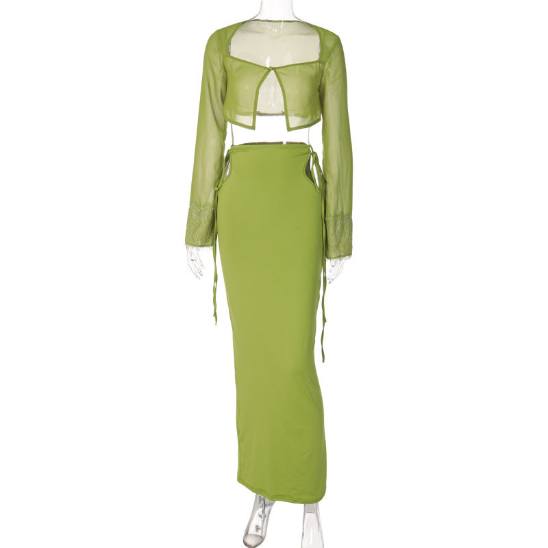 Damern Transparent Set med Crop-Top och Maxikjol Mirla-Eva Jonsson