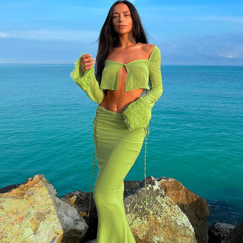 Damern Transparent Set med Crop-Top och Maxikjol Mirla-Eva Jonsson