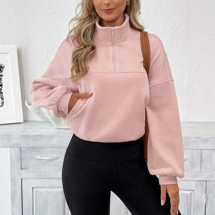 Damern Zip-Hoodie med avslappnad silhuett och voluminösa ärmar Mirla-Eva Jonsson