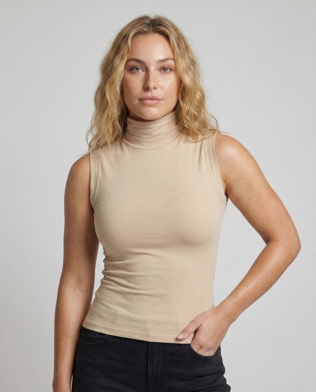Damern ärmlös polo tröja stretchjersey-Eva Jonsson