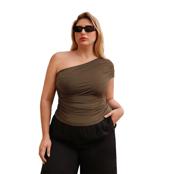 Damern asymmetrisk wrap-top med elegant volangdesign Mirla-Eva Jonsson