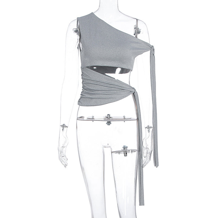 Damern asymmetrisk wrap-top med smickrande draperingseffekt Mirla-Eva Jonsson