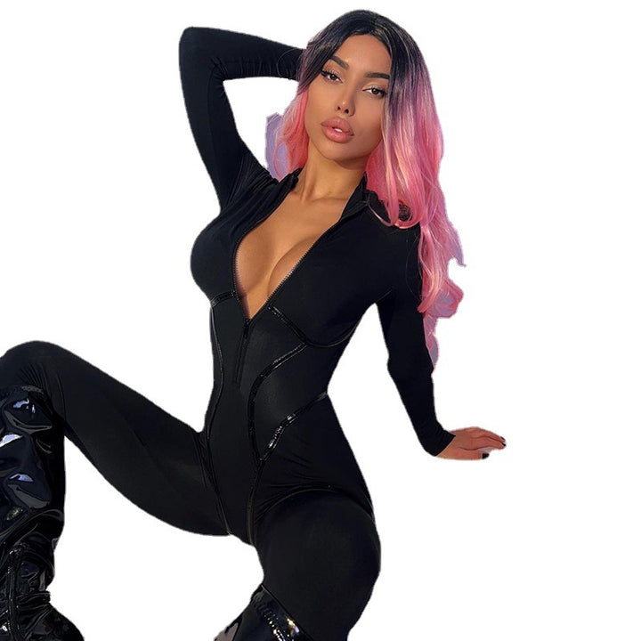 Damern åtsittande jumpsuit med dragkedja och mode detaljer Mirla-Eva Jonsson