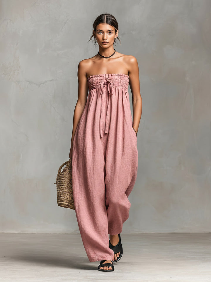Damern avslappnad jumpsuit med elastisk överdel och vid ben Mirla-Eva Jonsson