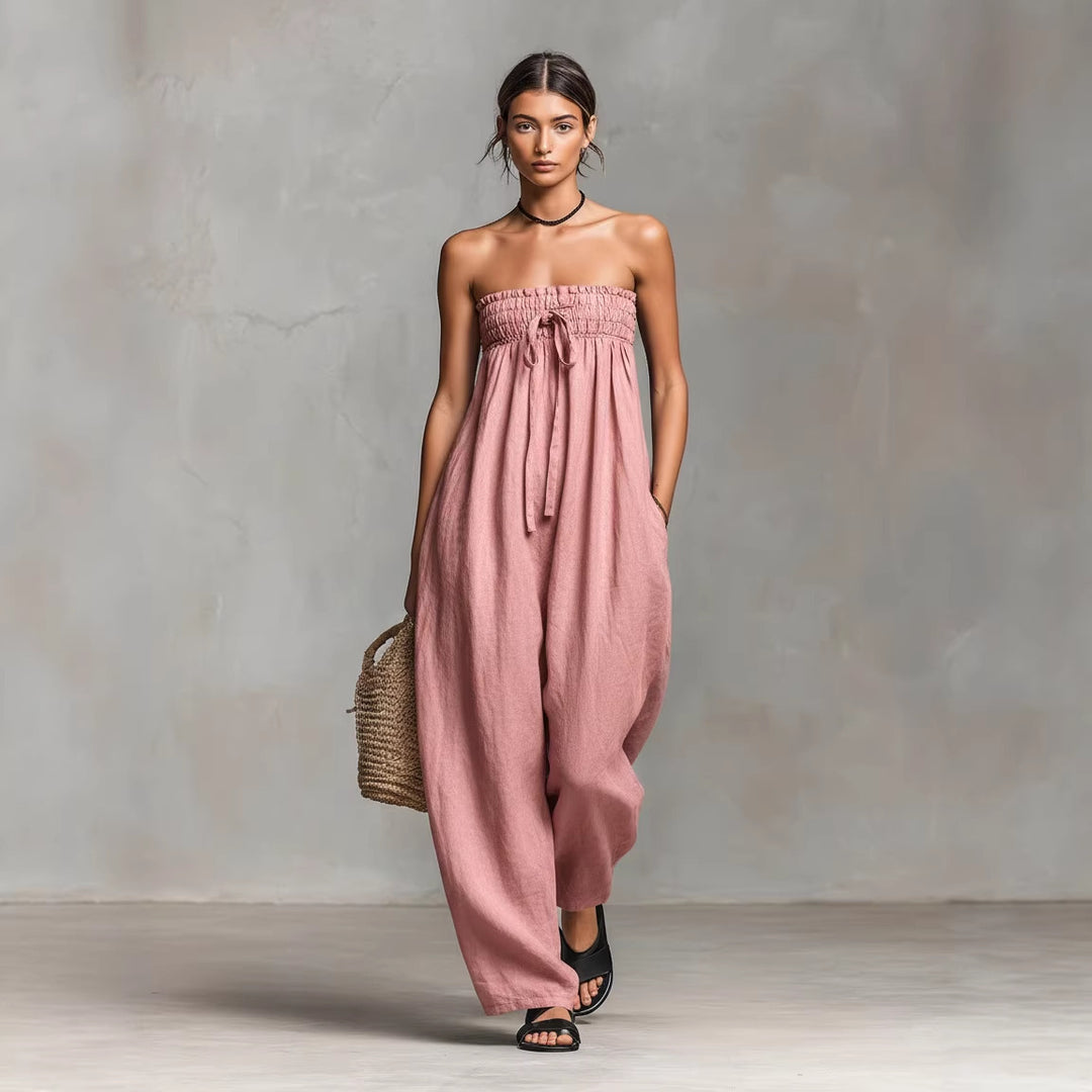 Damern avslappnad jumpsuit med elastisk överdel och vid ben Mirla-Eva Jonsson