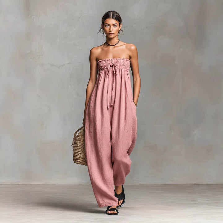 Damern avslappnad jumpsuit med elastisk överdel och vid ben Mirla-Eva Jonsson