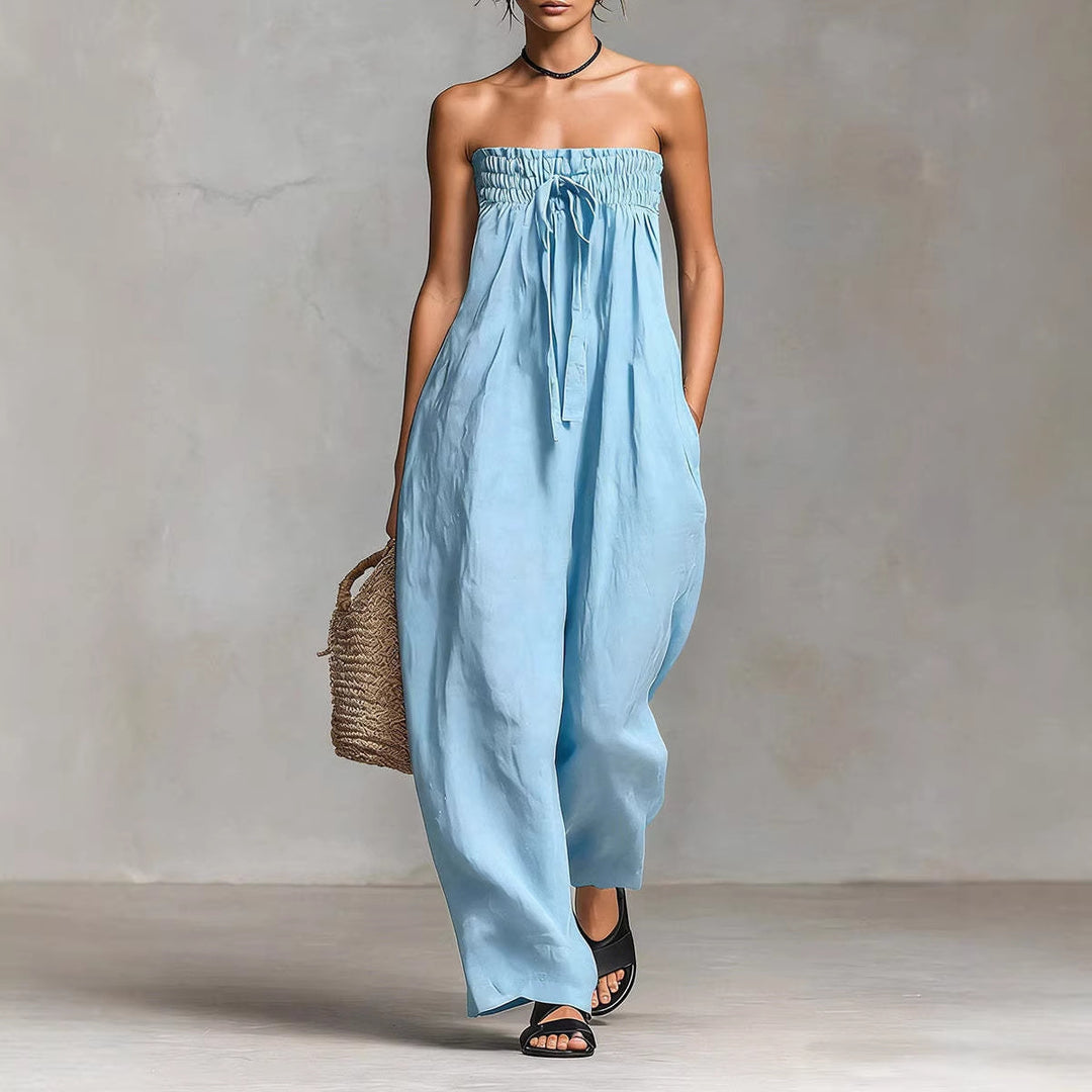 Damern avslappnad jumpsuit med elastisk överdel och vid ben Mirla-Eva Jonsson