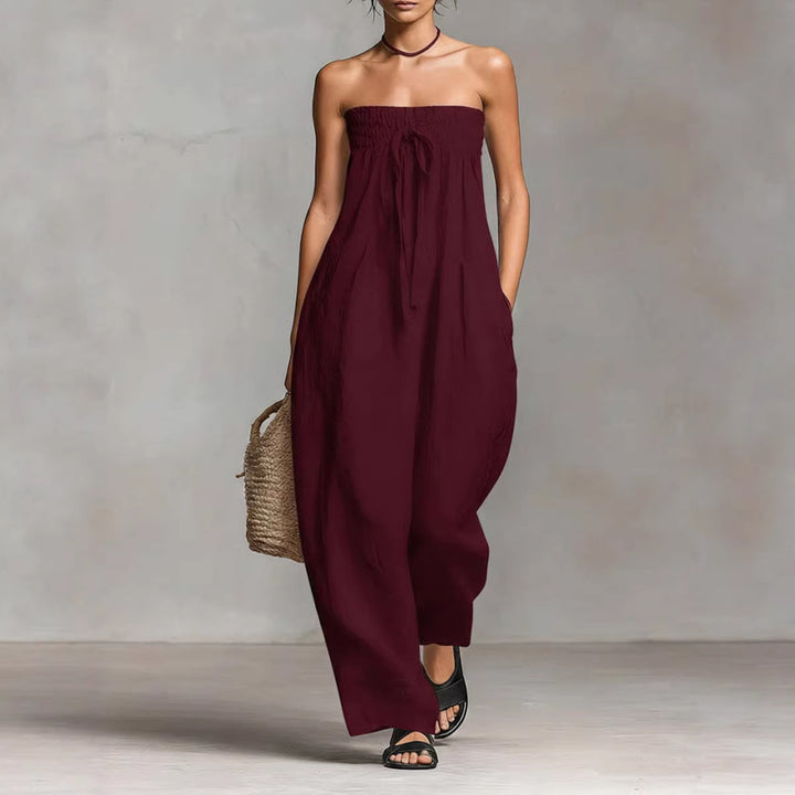Damern avslappnad jumpsuit med elastisk överdel och vid ben Mirla-Eva Jonsson