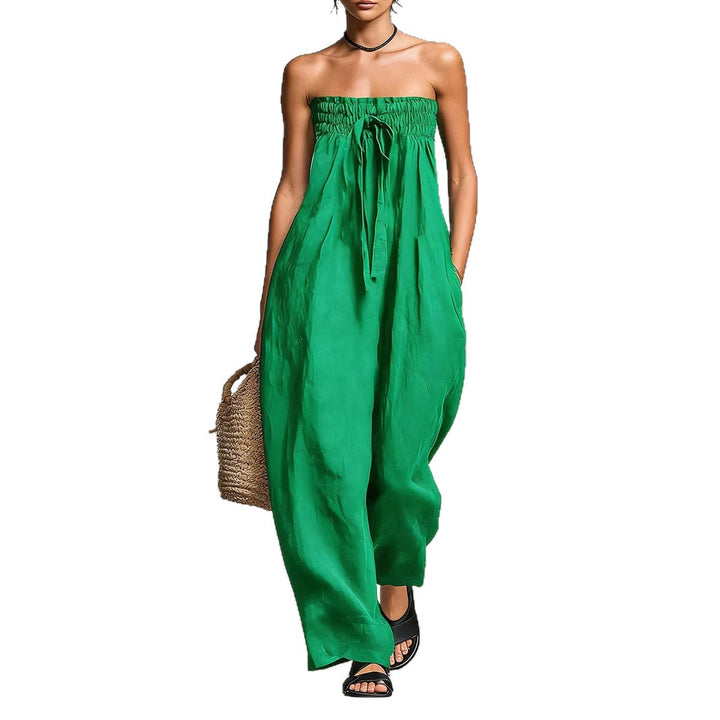 Damern avslappnad jumpsuit med elastisk överdel och vid ben Mirla-Eva Jonsson