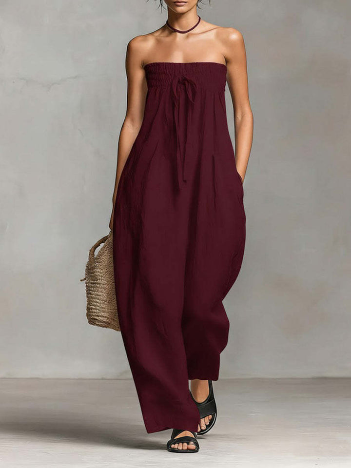 Damern avslappnad jumpsuit med elastisk överdel och vid ben Mirla-Eva Jonsson