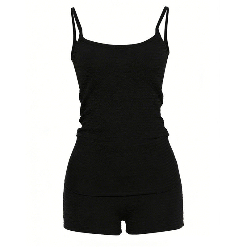 Damern avslappnad topp och shorts set med fin strukturdesign Mirla-Eva Jonsson