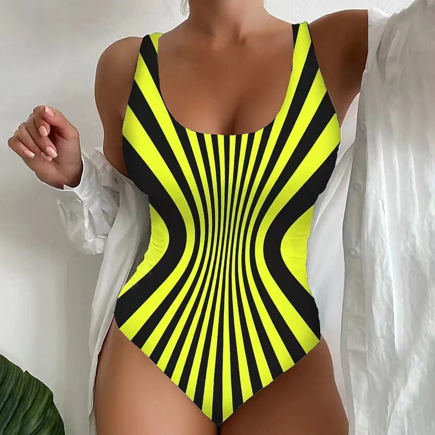 Damern baddräkt med unik grafikdesign Mirla-Eva Jonsson