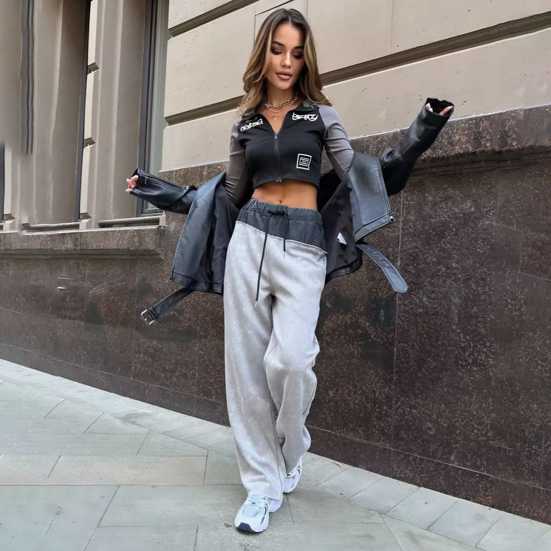 Damern bekväma sweatpants med hög midja och stilgradient Mirla-Eva Jonsson