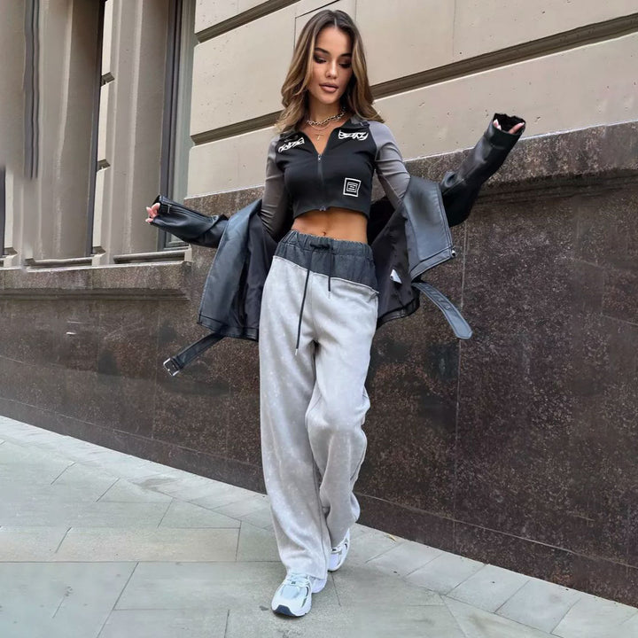 Damern bekväma sweatpants med hög midja och stilgradient Mirla-Eva Jonsson
