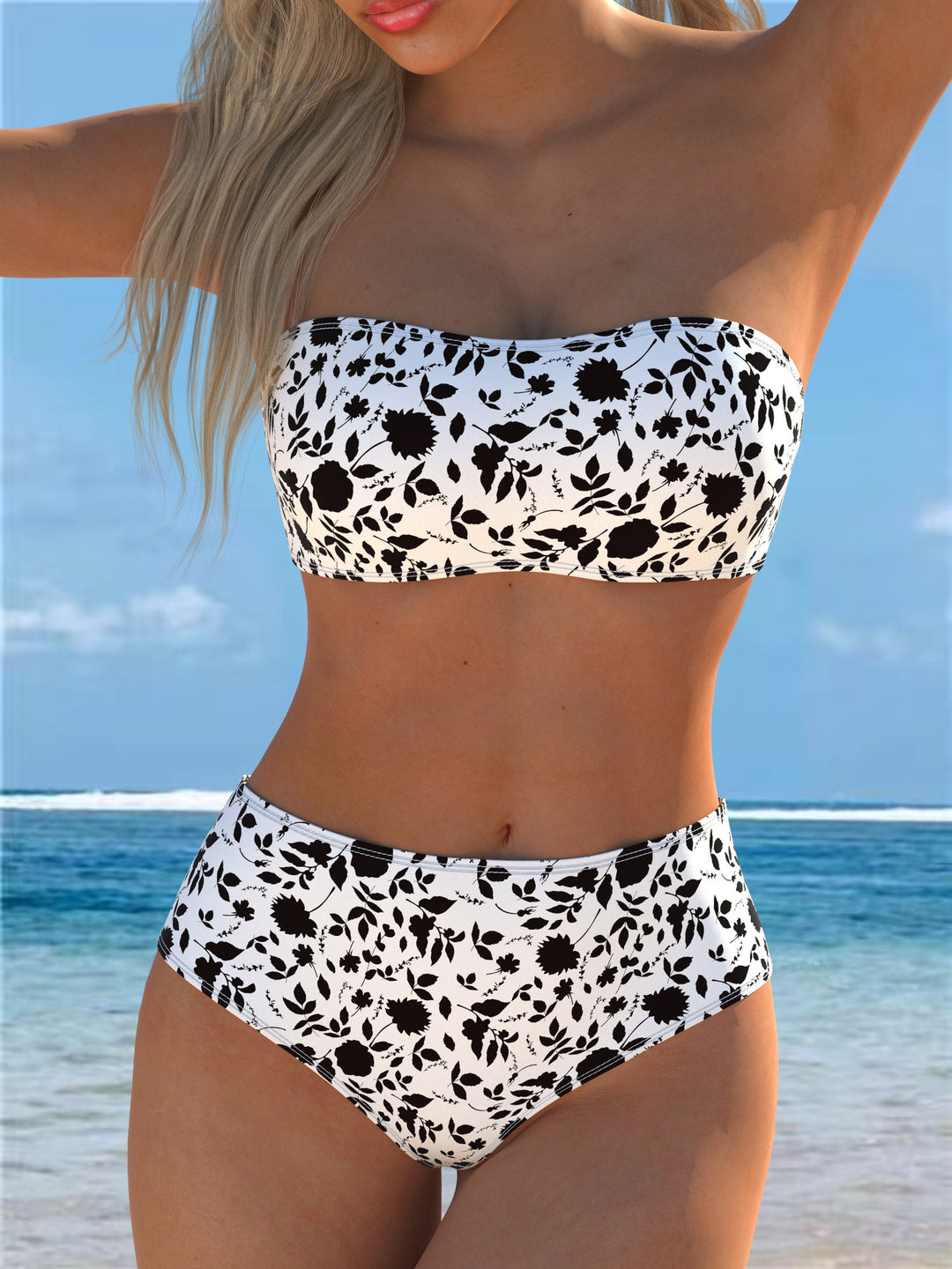 Damern bikini-set med bandeau topp och hög midja Mirla-Eva Jonsson