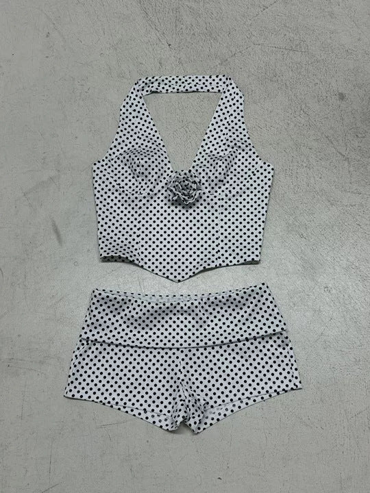 Damern bikini topp och shorts-set med prickar Mirla-Eva Jonsson