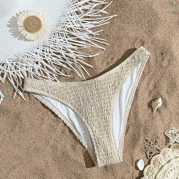Damern bikiniunderdelar med elastisk volangdesign och hög skärning-Eva Jonsson