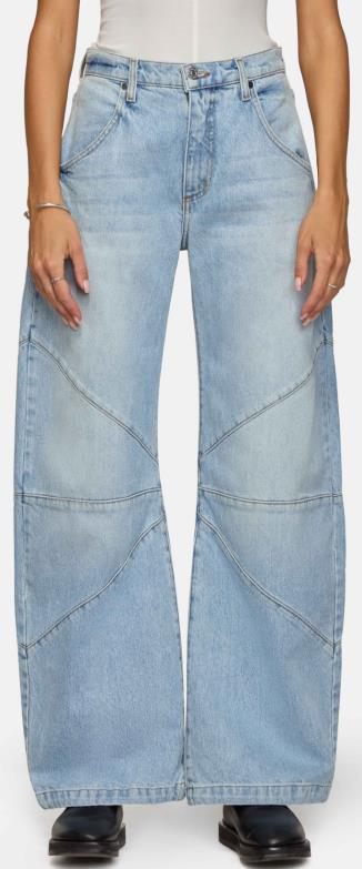 Damern breda jeans med unik sömnadsdesign i trendig stil Mirla-Eva Jonsson