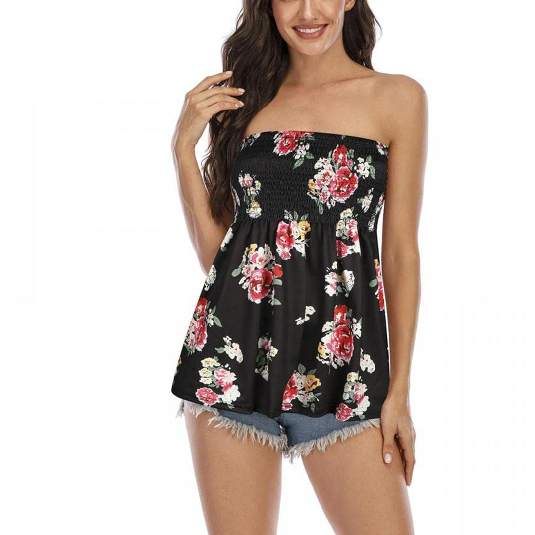 Damern bustier-topp med blommönster Mirla-Eva Jonsson