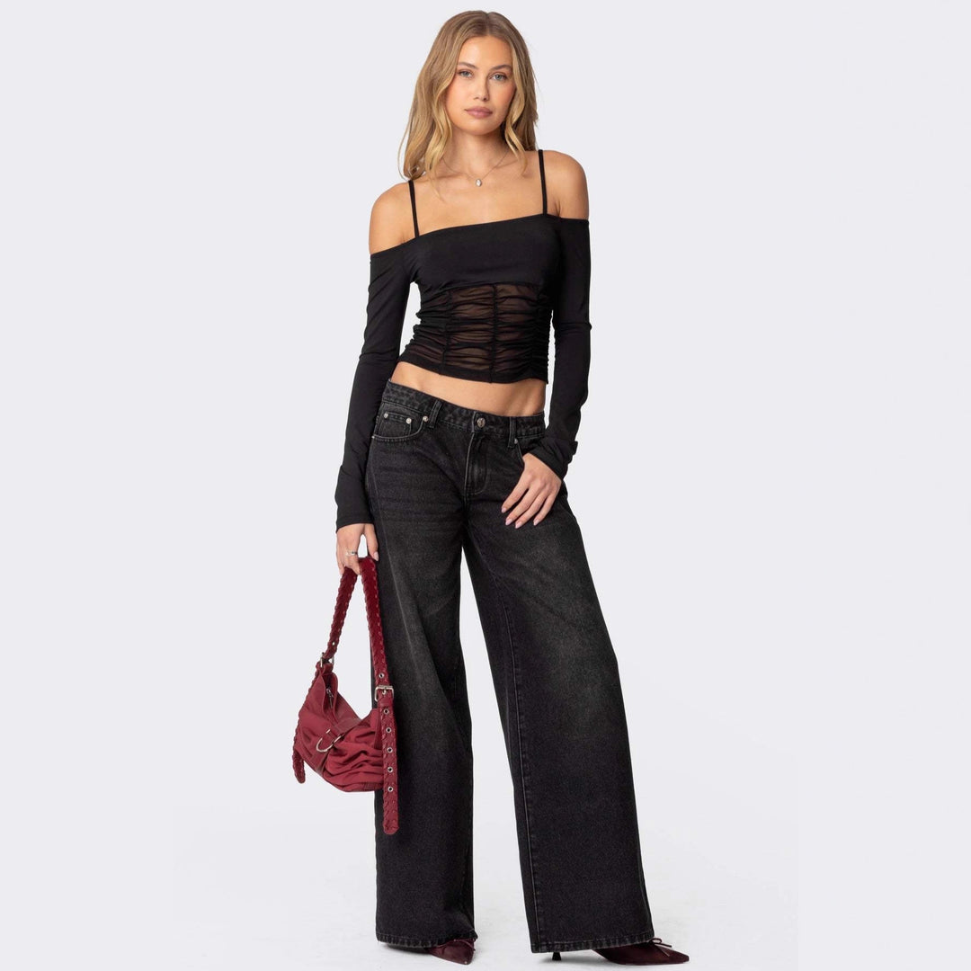 Damern casual bootcut jeans med vida ben Mirla-Eva Jonsson