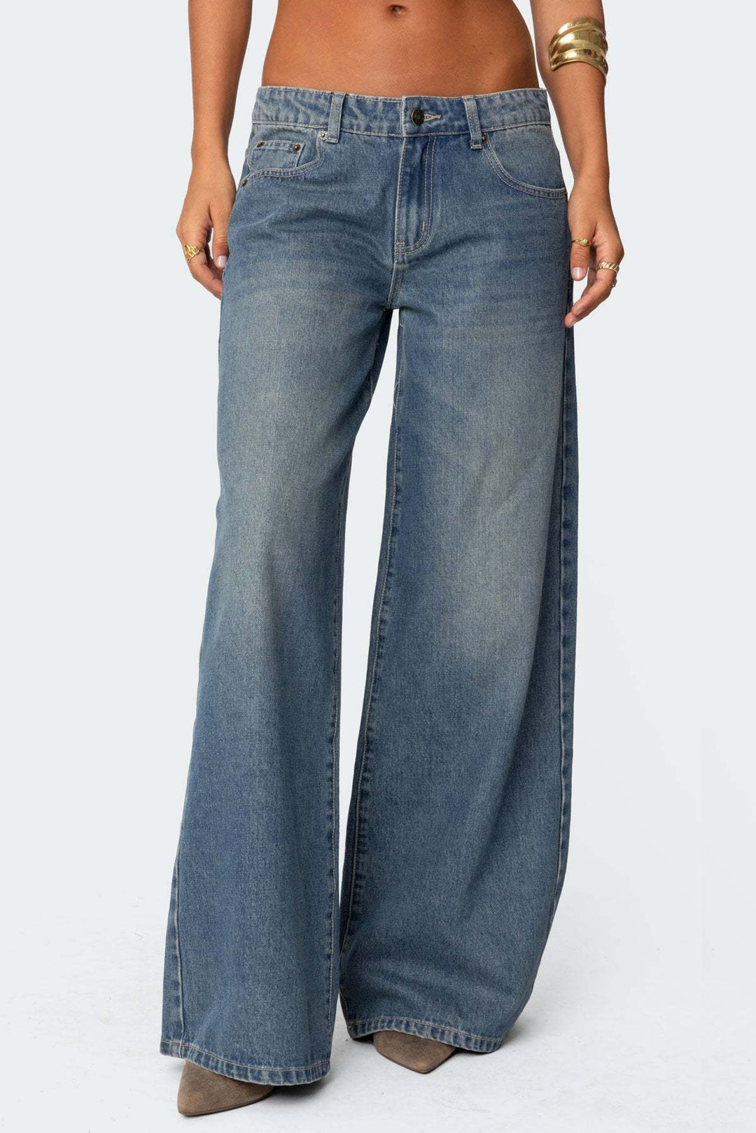 Damern casual bootcut jeans med vida ben Mirla-Eva Jonsson