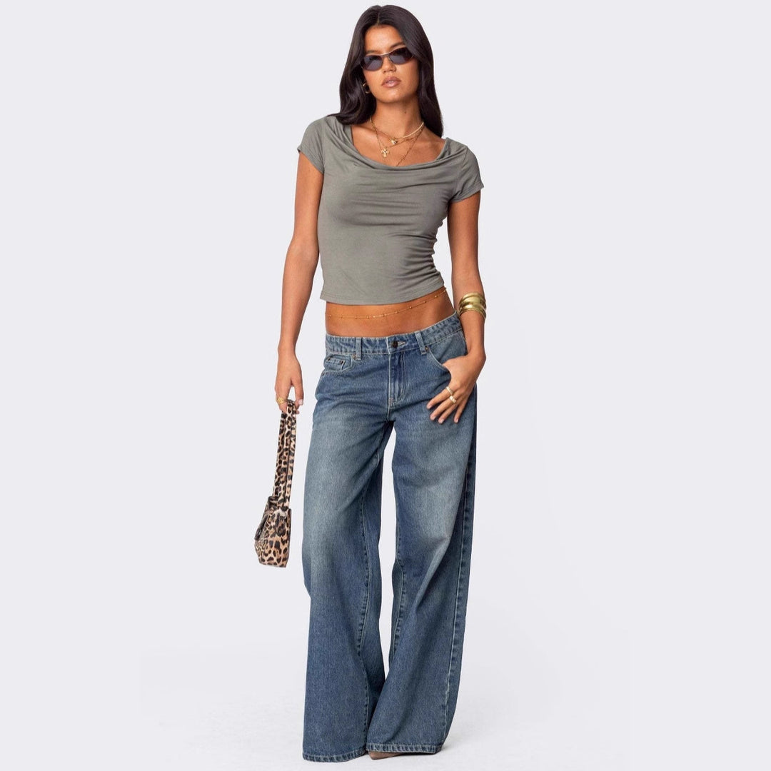 Damern casual bootcut jeans med vida ben Mirla-Eva Jonsson
