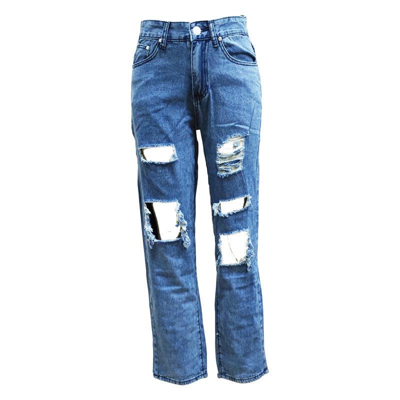 Damern casual förstörda jeans med vid ben Mirla-Eva Jonsson