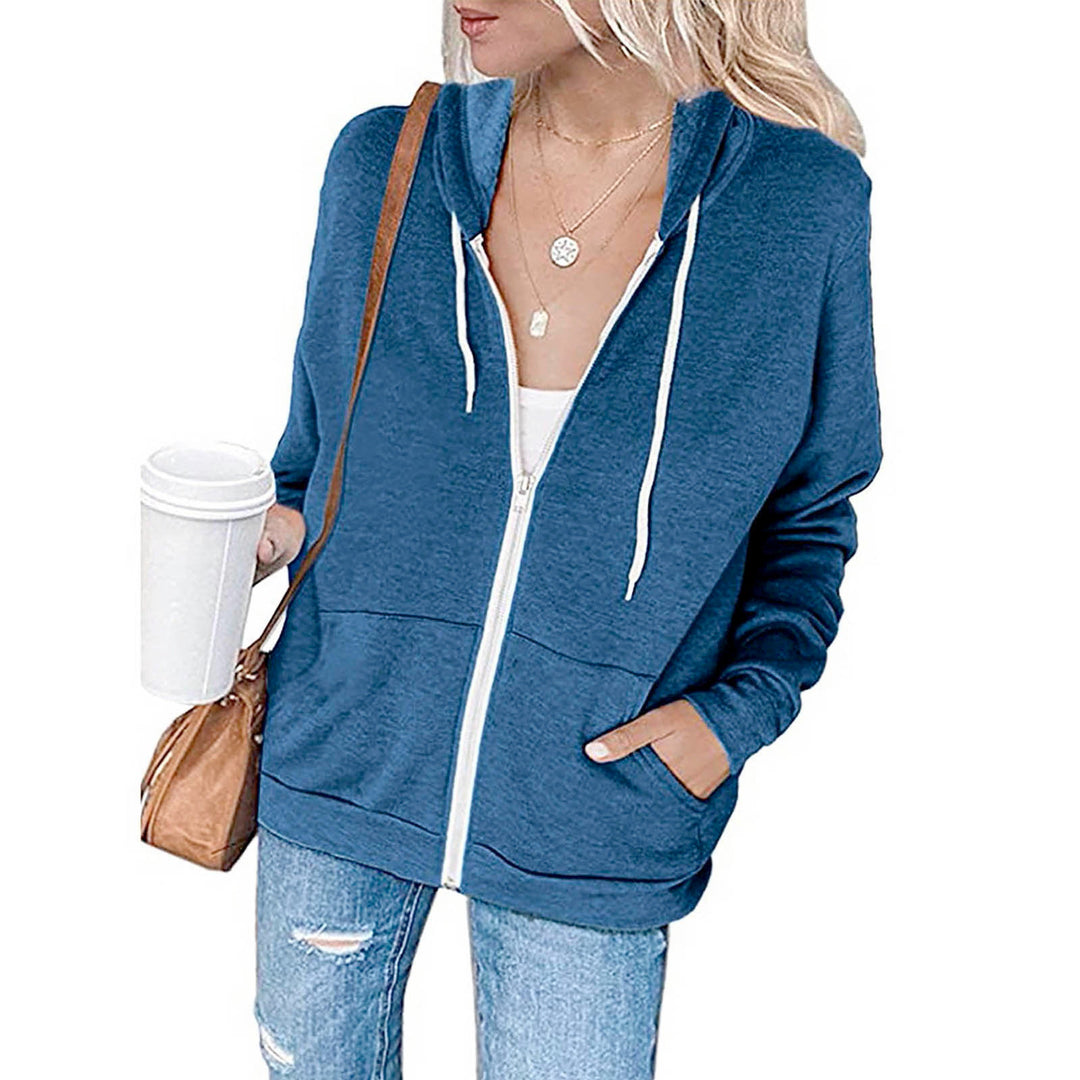 Damern casual hoodie jacket med hel dragkedja och praktiska fickor Eva Jonsson-Eva Jonsson