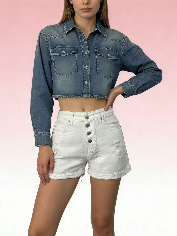 Damern cropped Denim-jacka med två fickor Mirla-Eva Jonsson