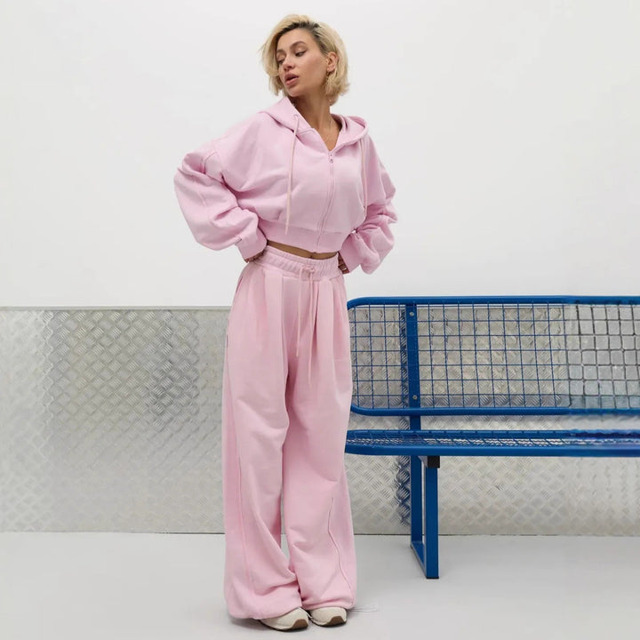 Damern cropped hoodie med elegant sömnadsdesign och bekväm passform Mirla-Eva Jonsson