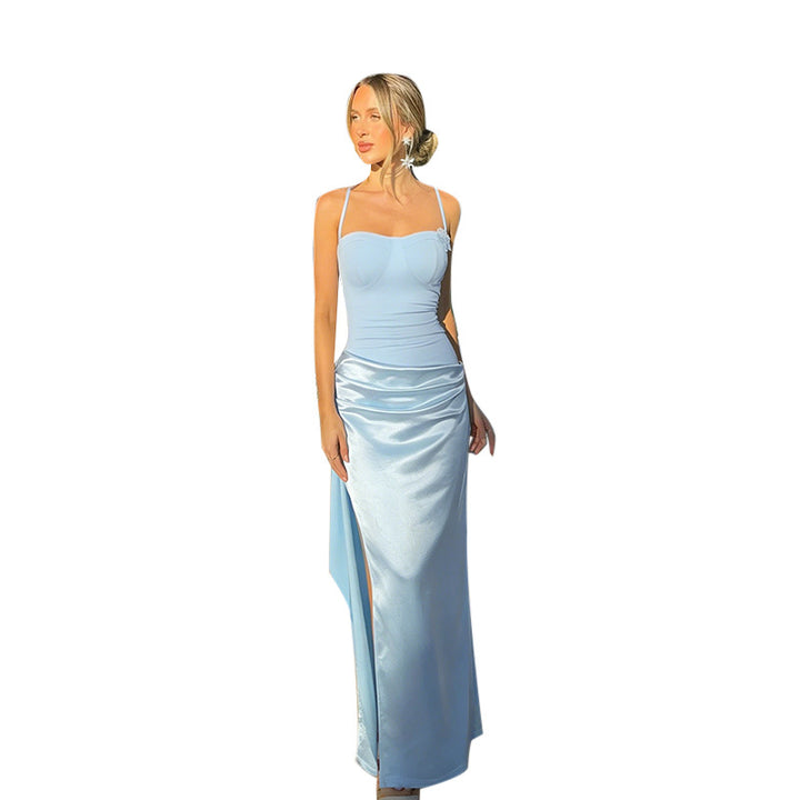 Damern elegant Maxi-klänning med asymmetrisk skärning och fin drapering Mirla-Eva Jonsson
