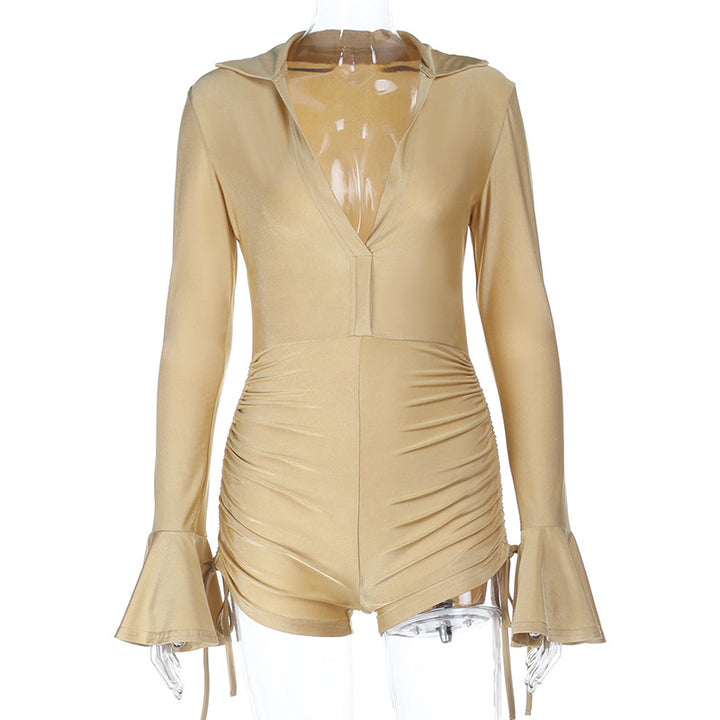 Damern elegant bodysuit med avslappnad krage och rynkning Mirla-Eva Jonsson