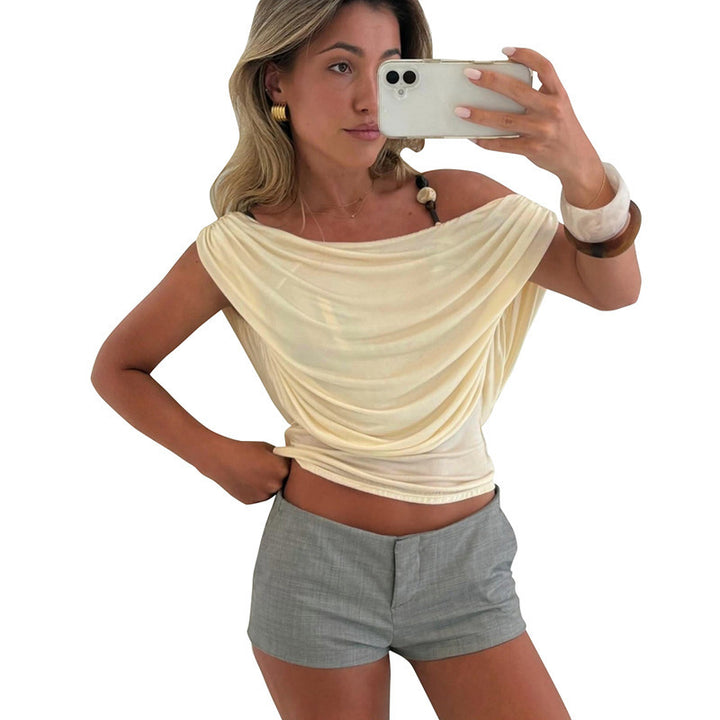 Damern elegant löst topp med drapering Mirla-Eva Jonsson