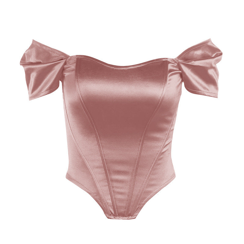 Damern elegant satin-bustier med axeldetaljer Mirla-Eva Jonsson