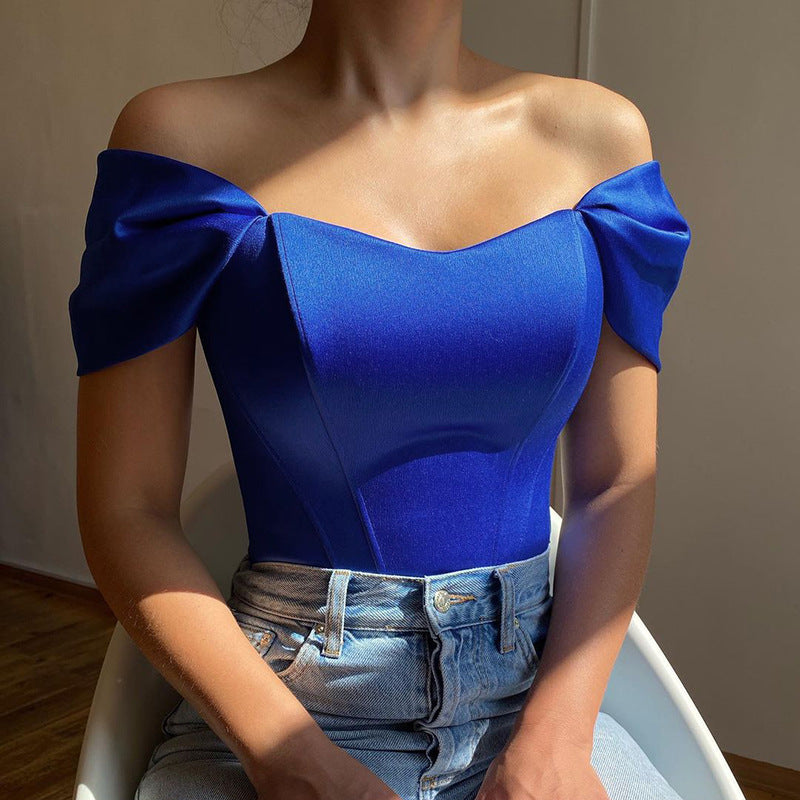 Damern elegant satin-bustier med axeldetaljer Mirla-Eva Jonsson