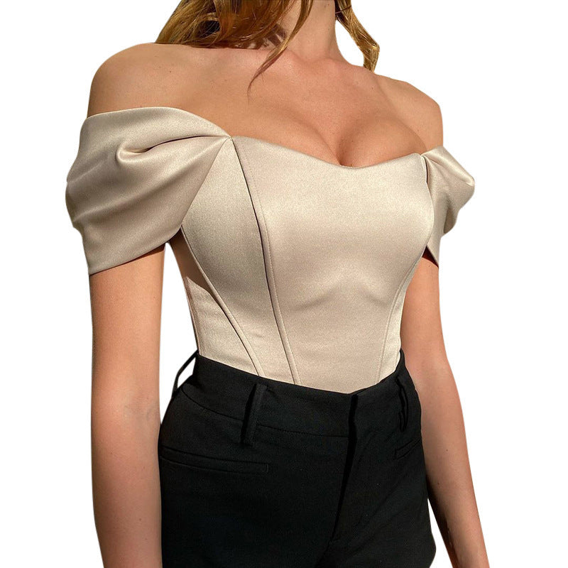 Damern elegant satin-bustier med axeldetaljer Mirla-Eva Jonsson