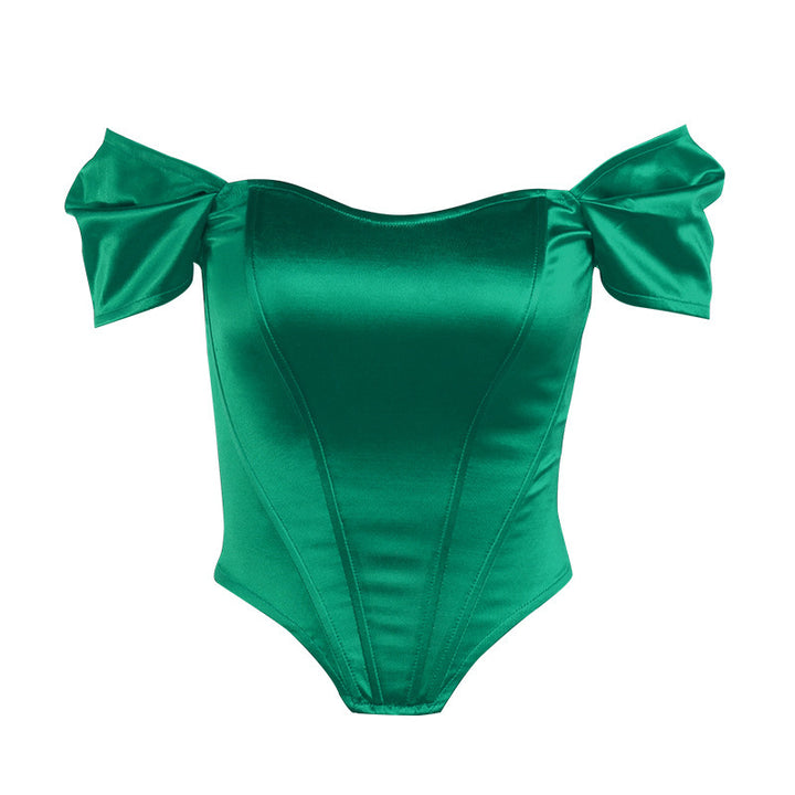 Damern elegant satin-bustier med axeldetaljer Mirla-Eva Jonsson