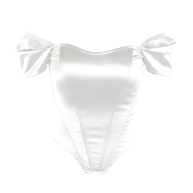 Damern elegant satin-bustier med axeldetaljer Mirla-Eva Jonsson