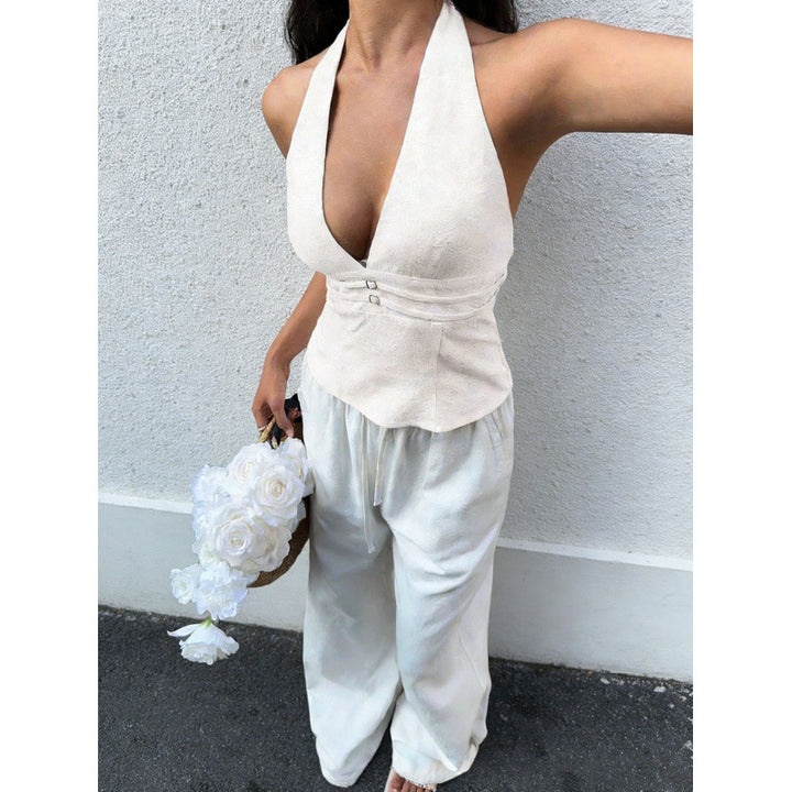 Damern eleganta och figursydda bustier-topp med djupt V-urringning Mirla-Eva Jonsson