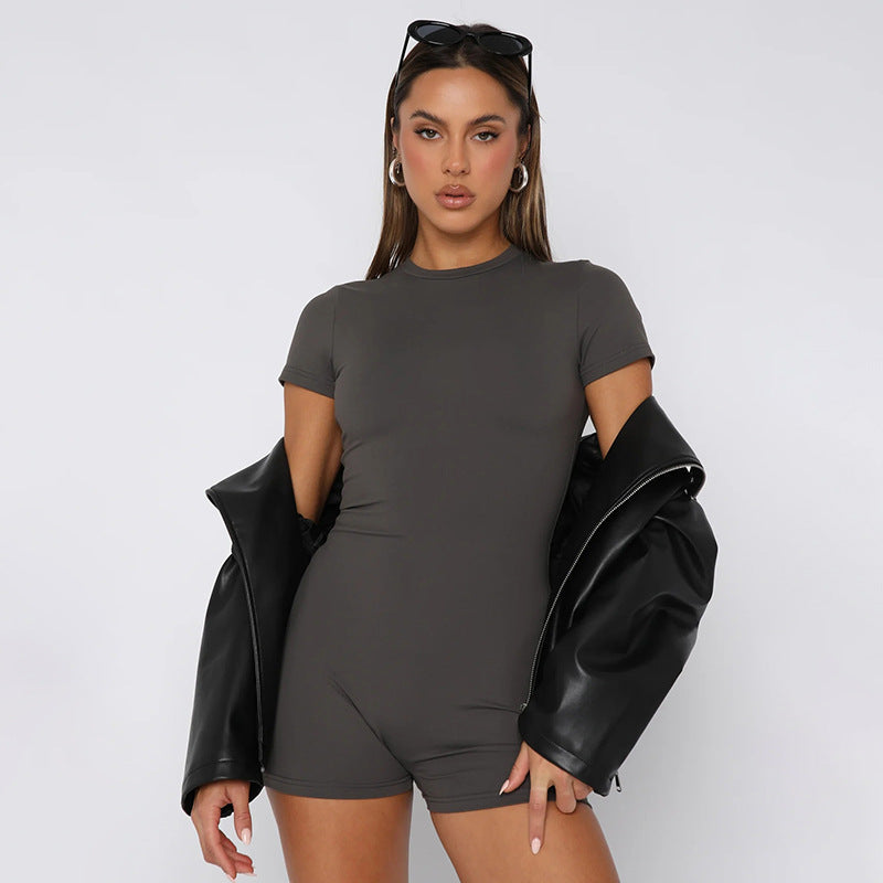 Damern figurformande kort overall med T-shirtärmar Mirla-Eva Jonsson