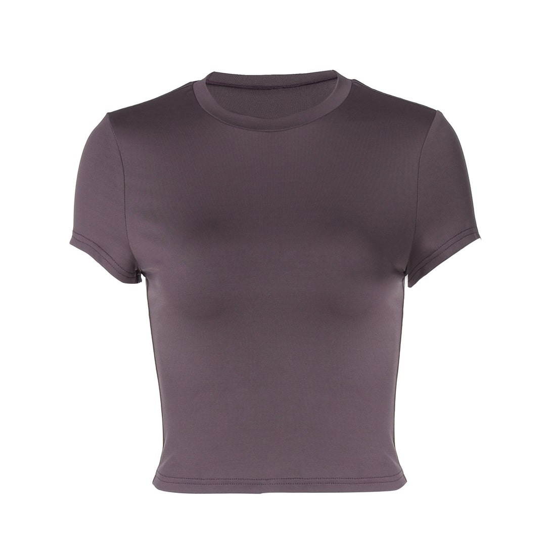 Damern figurnära T-shirt med kort ärm och dekorativ rynkelement Mirla-Eva Jonsson