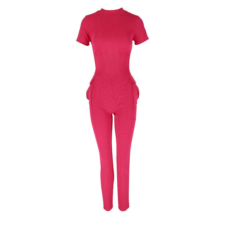 Damern figurnära jumpsuit med hög krage och sidofickor Mirla-Eva Jonsson