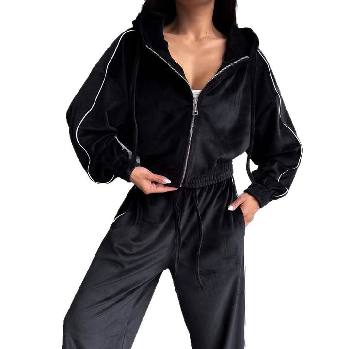 Damern fluffigt fleece-jogging-set med elegant dragkedja Mirla-Eva Jonsson