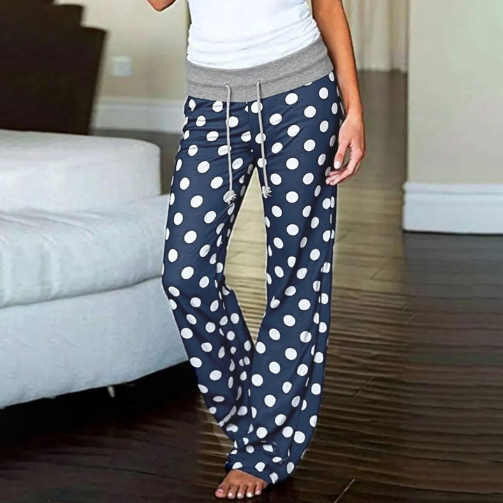 Damern fritidsbyxor med vid passform och färgglad polka prick design Mirla-Eva Jonsson