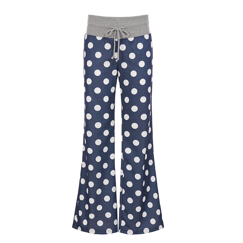 Damern fritidsbyxor med vid passform och färgglad polka prick design Mirla-Eva Jonsson