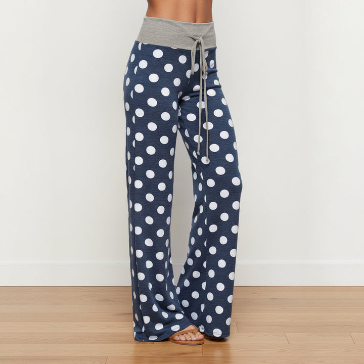 Damern fritidsbyxor med vid passform och färgglad polka prick design Mirla-Eva Jonsson