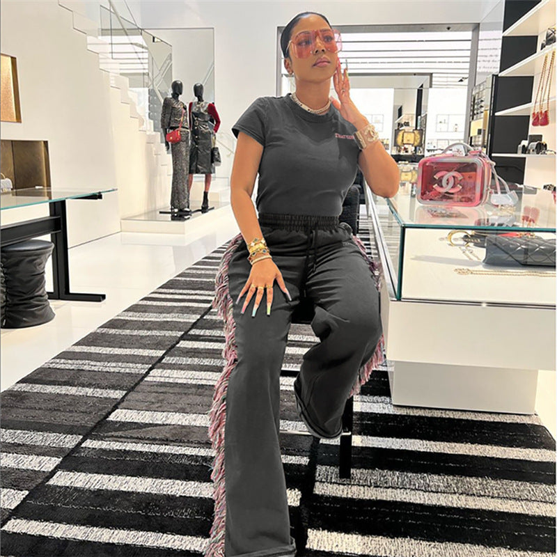 Damern fritidsdräkt med fransiga detaljer Mirla-Eva Jonsson
