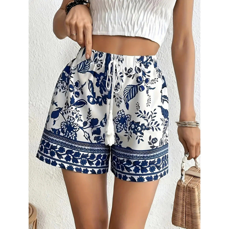 Damern fritidsshorts med blommönster och elastisk midja Mirla-Eva Jonsson