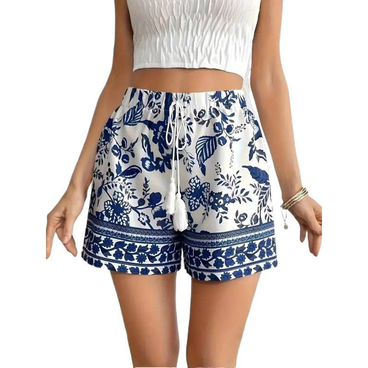 Damern fritidsshorts med blommönster och elastisk midja Mirla-Eva Jonsson